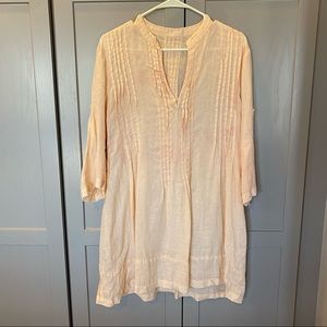 Peach color lino dress